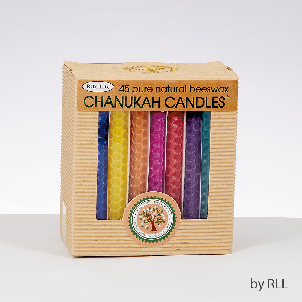 Tall Measures 5.25 inches Box of 45 Rite-Lite Premium Chanukah Candles Grayish Yellow PInk Purple Mult